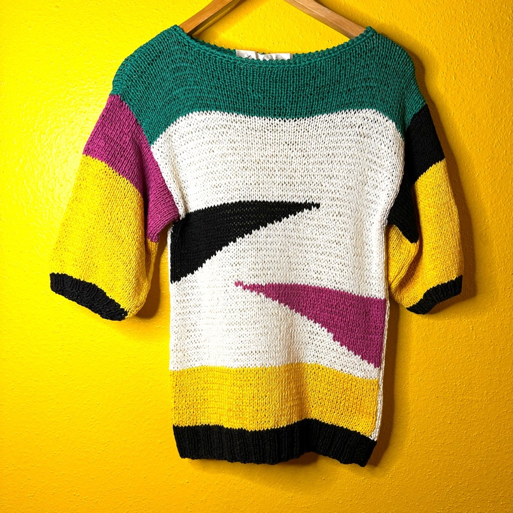 Lillie Rubin. 80s Vintage short sleeve sweater. Made in Italy